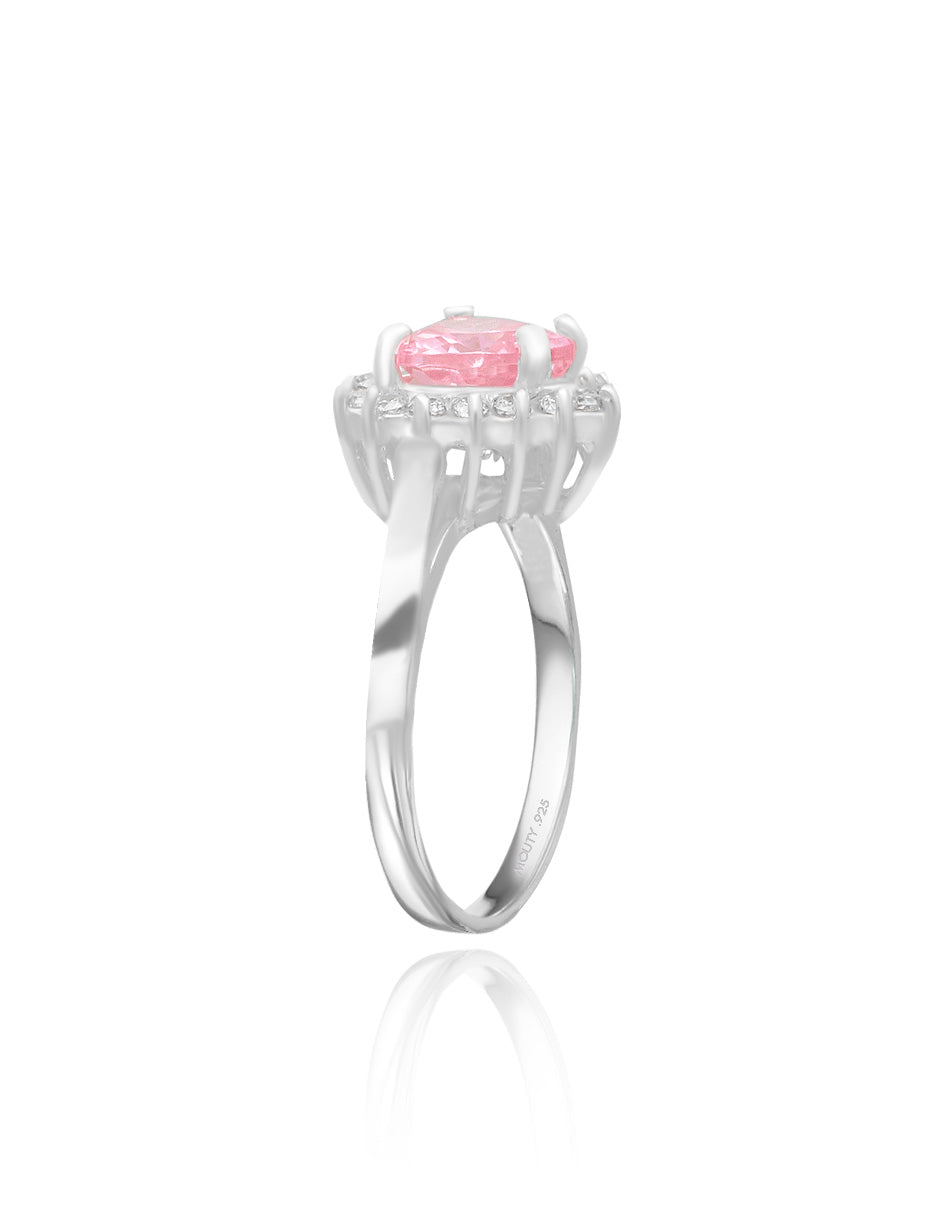 Serena ring in rhodium-plated silver Inspired by Sailor M. with Pink zirconia