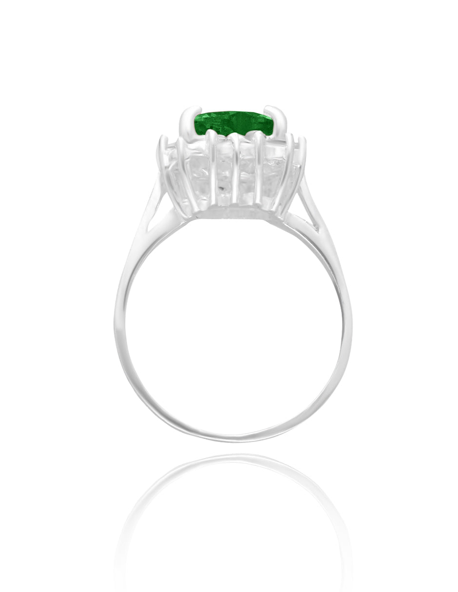 Anillo Serena en oro blanco 18k con circonia verde inspirado en Sailor M.