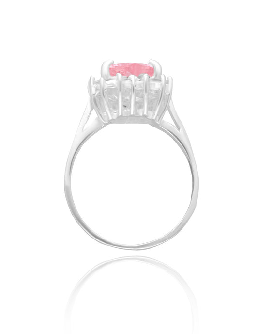 Serena ring in rhodium-plated silver Inspired by Sailor M. with Pink zirconia