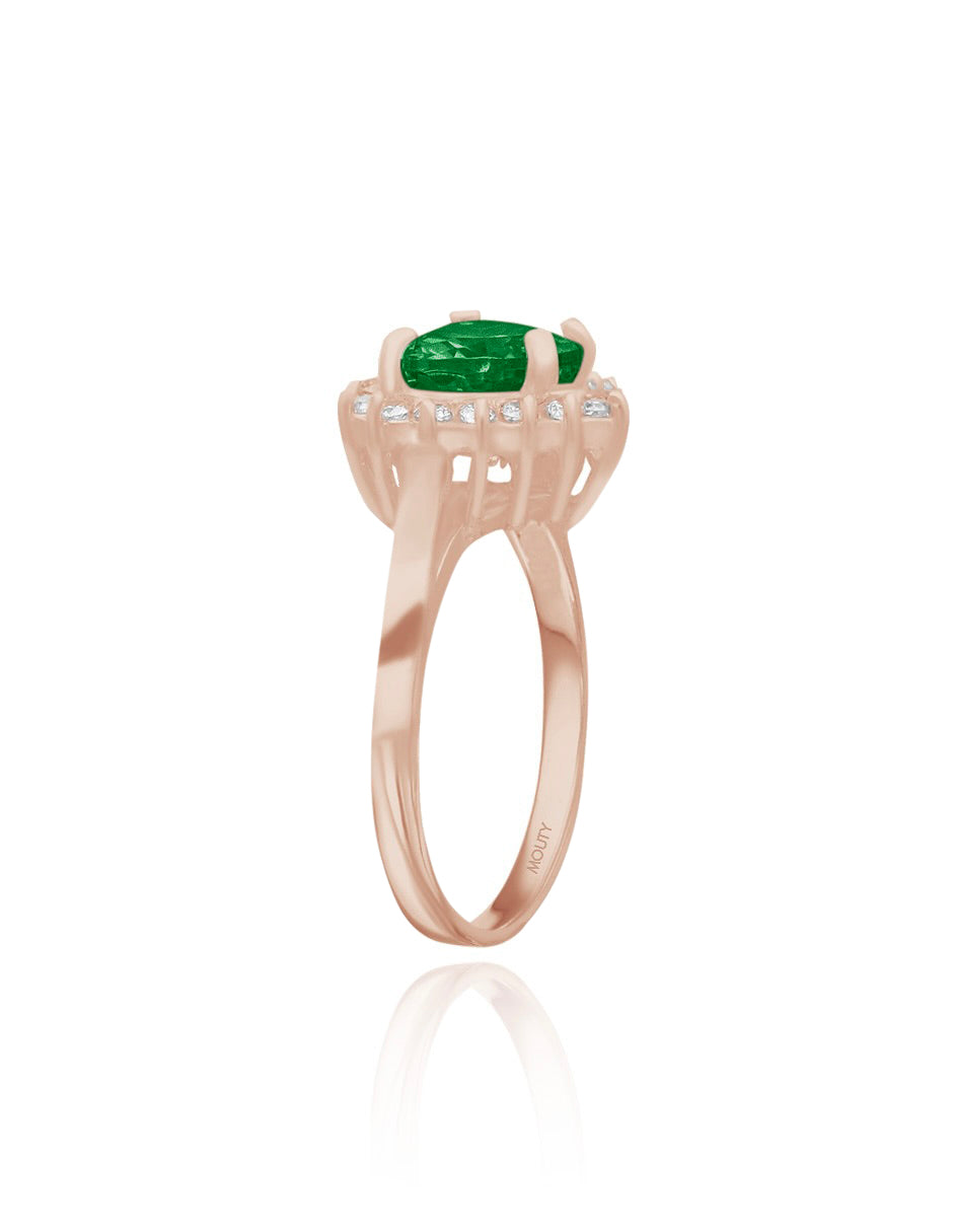 Anillo Serena en oro rosa 10k con circonia verde inspirado en Sailor M.