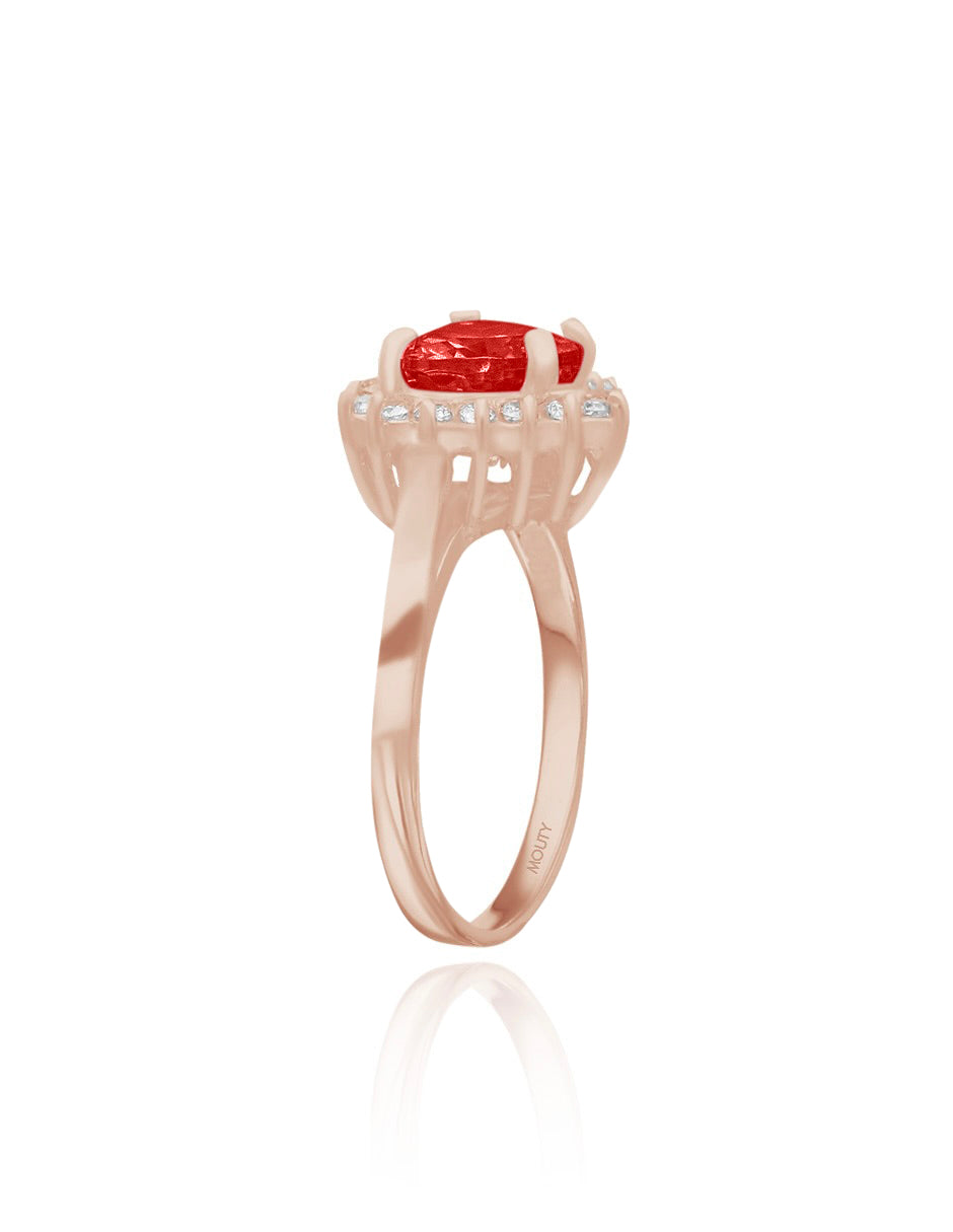 Anillo Serena en oro rosa 14k con circonia roja inspirado en Sailor M.