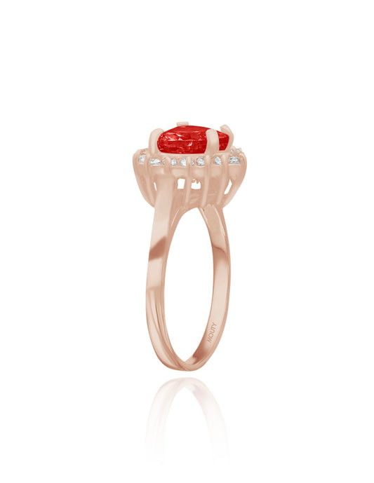 Anillo Serena en oro rosa 10k con circonia roja inspirado en Sailor M.