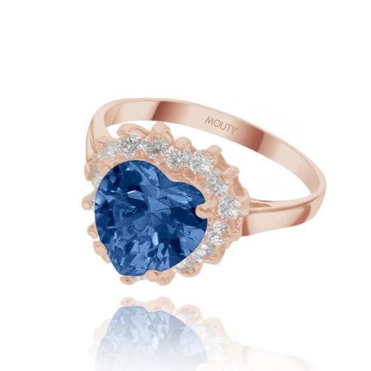 Anillo Serena en oro rosa 18k con circonia azul rey inspirado en Sailor M.