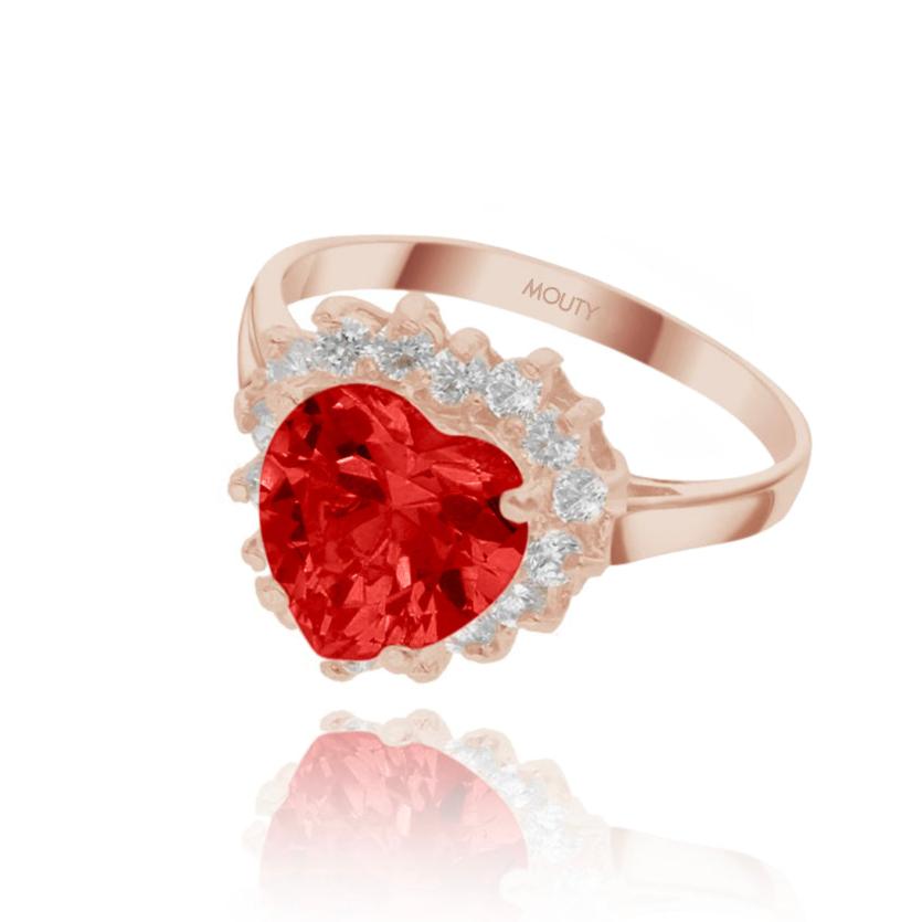 Anillo Serena en oro rosa 14k con circonia roja inspirado en Sailor M.