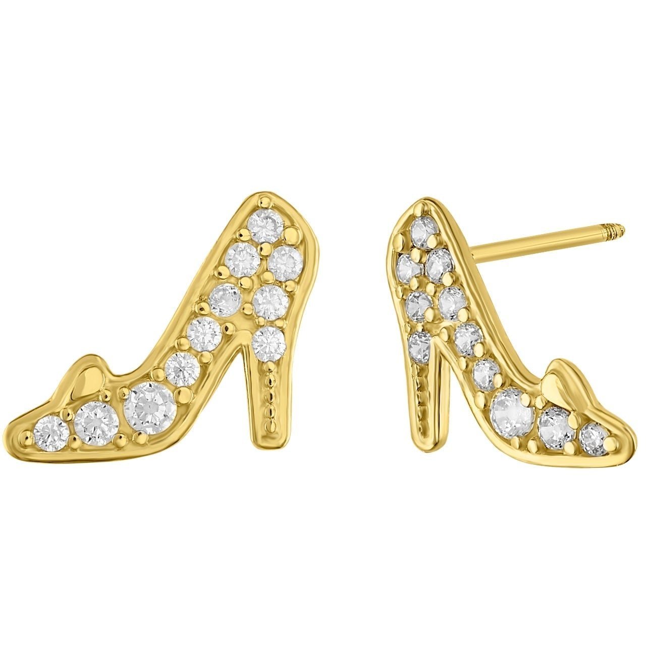 High Heel Slipper Buckles in 10k Yellow Gold with Disney®️ Zirconia