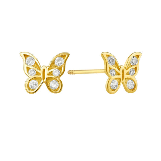 Technicolor butterfly buckles in 10k yellow gold with zirconias Cod: 14271 6mm