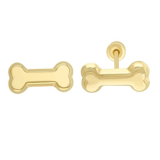 Broqueles hueso de perro en oro 10k amarillo Cod: 14295 9mm