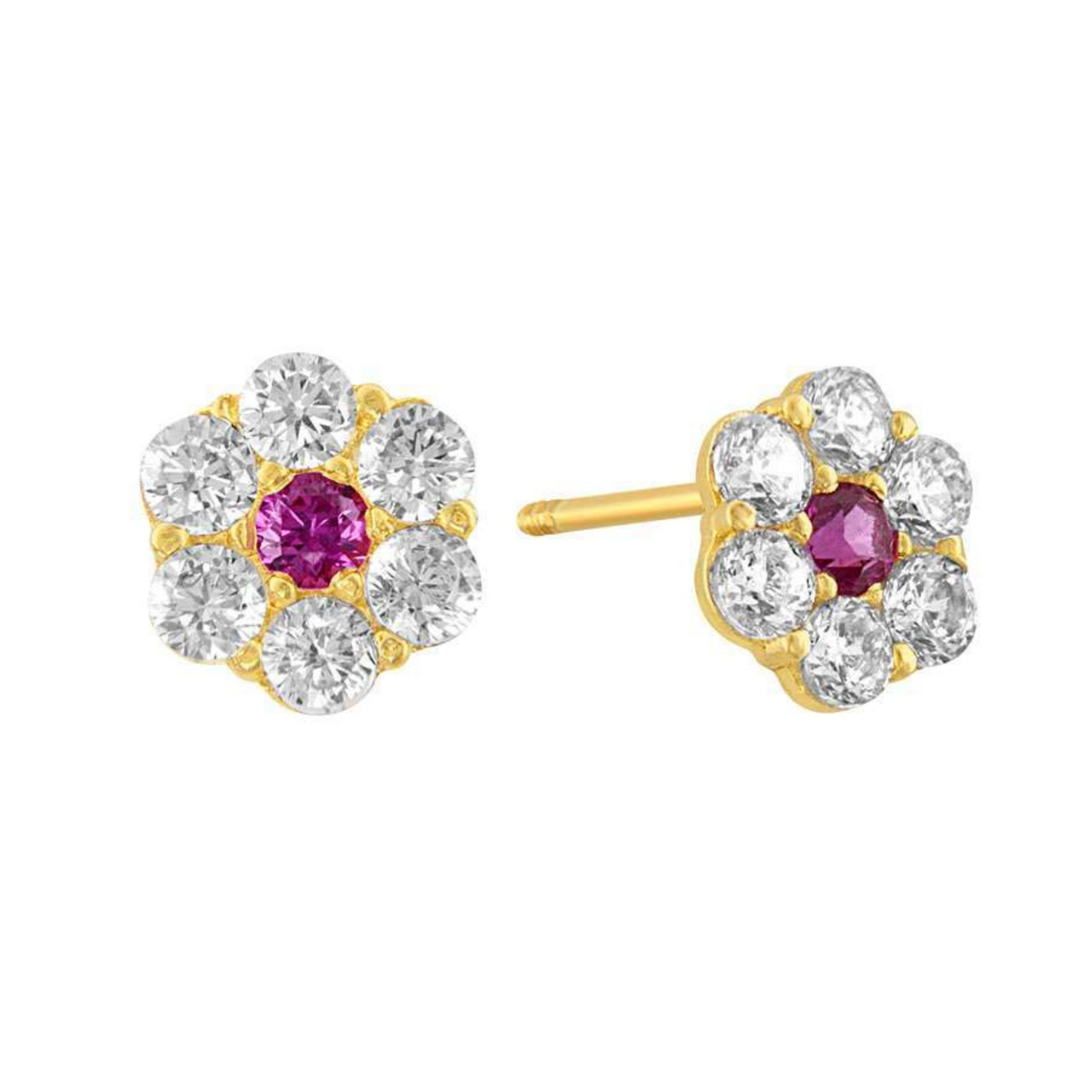 Flower brooches in 10k yellow gold with zircons Code: 14312 5mm