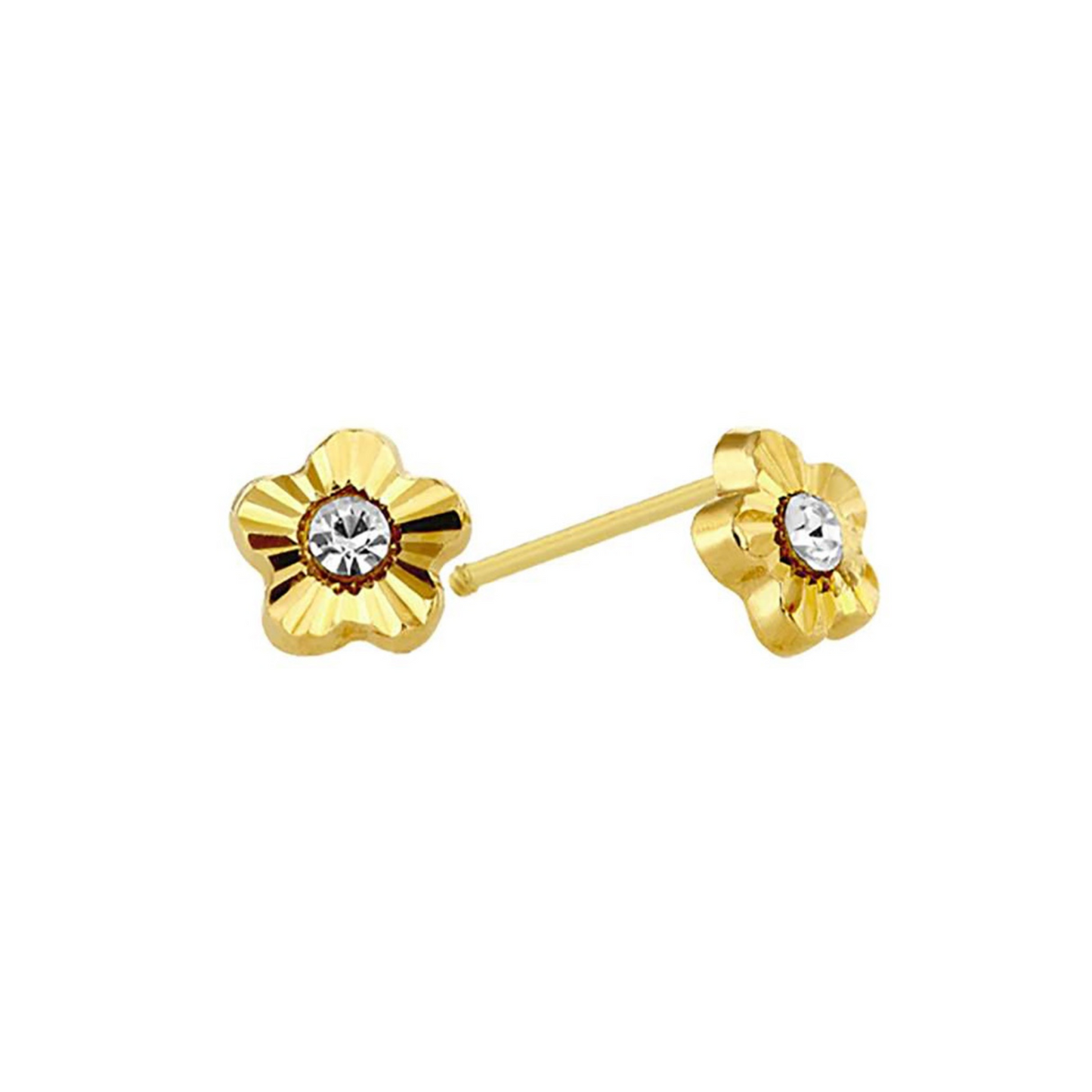 Broqueles Mini Margaritas Diamantadas en oro 14k amarillo con circonias Cod: 14963 3mm