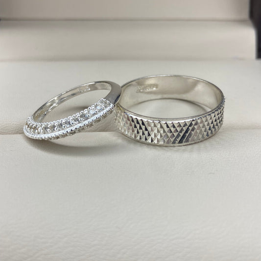 Liam-Elsie Ring Duo in Silver with Zirconia