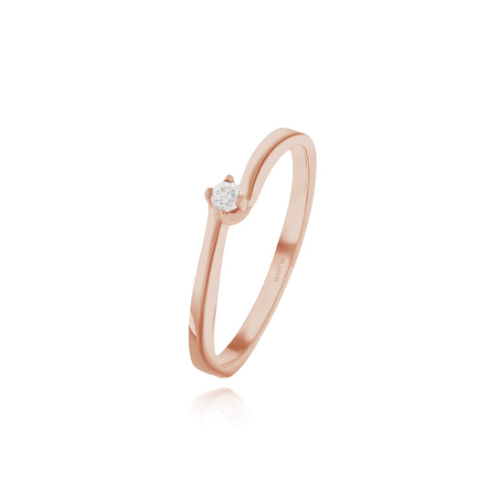 Anillo Olivia en oro rosa 10k con circonia