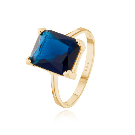 Anillo Christine en Oro Amarillo de 18k con Circonia azul