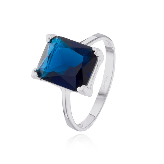 Anillo Christine en Oro blanco de 18k con Circonia azul