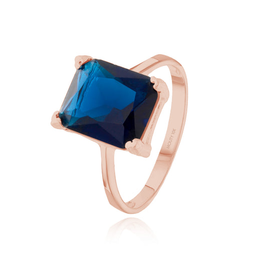 Christine Ring in 10k Rose Gold with blue zirconia 