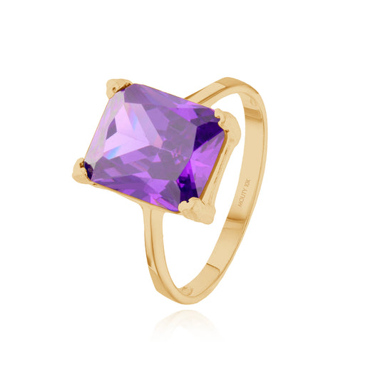 Christine ring in 10k yellow gold with purple zirconia 