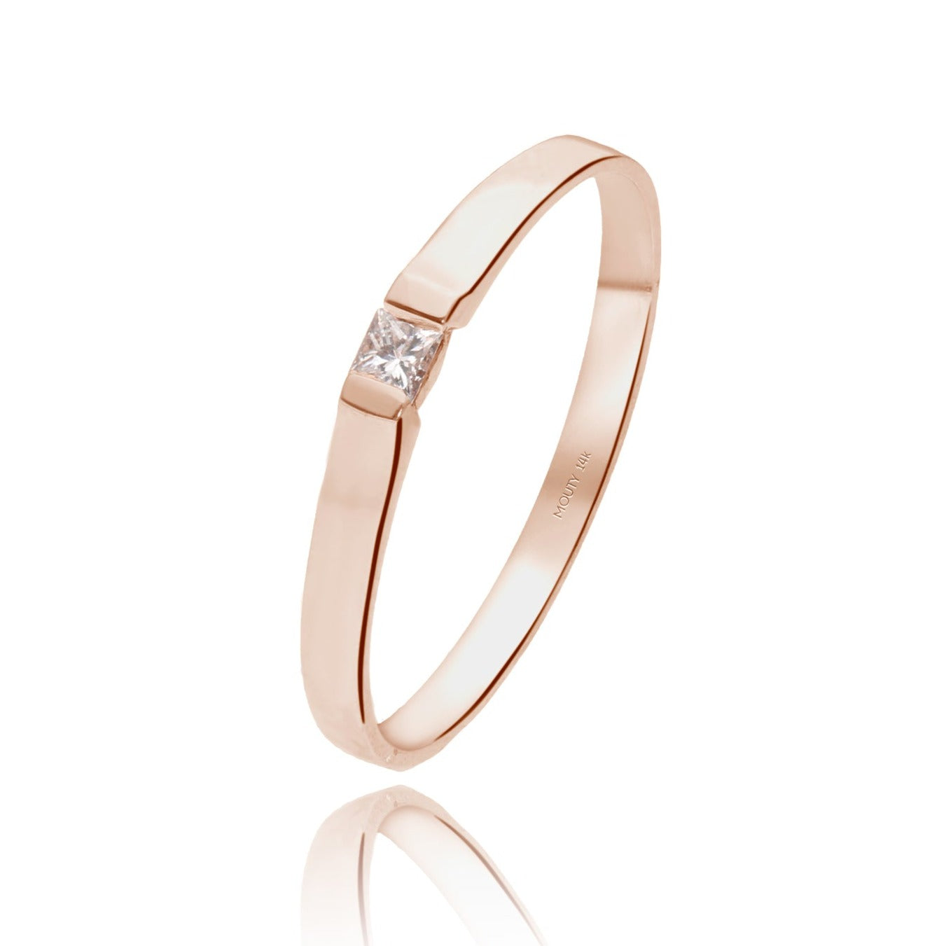 14k rose gold ring with diamond Mod: OF1269