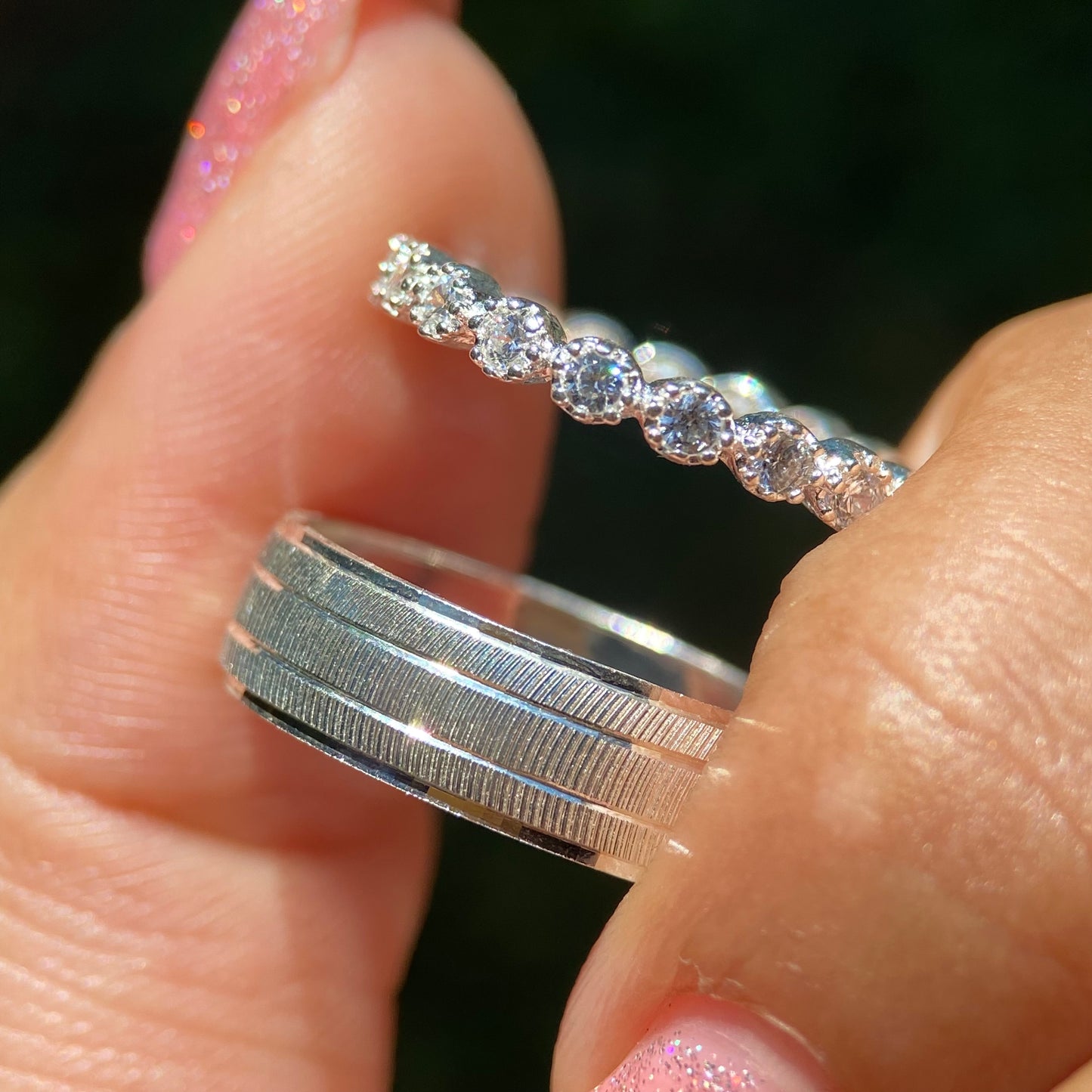 Ethan-Leah Duo Rings in Silver with Zirconia 