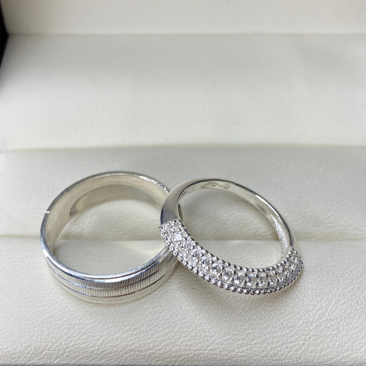 Ethan-Elsie Duo Rings in Silver with Zirconia 