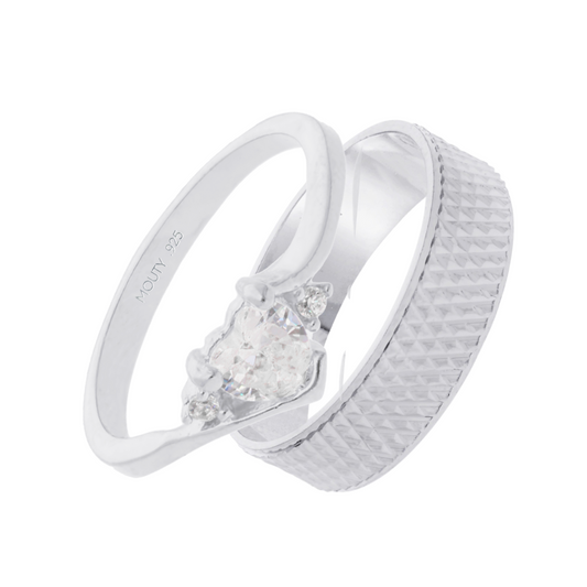 Liam x Alice Ring Duo in Silver with Zirconia 